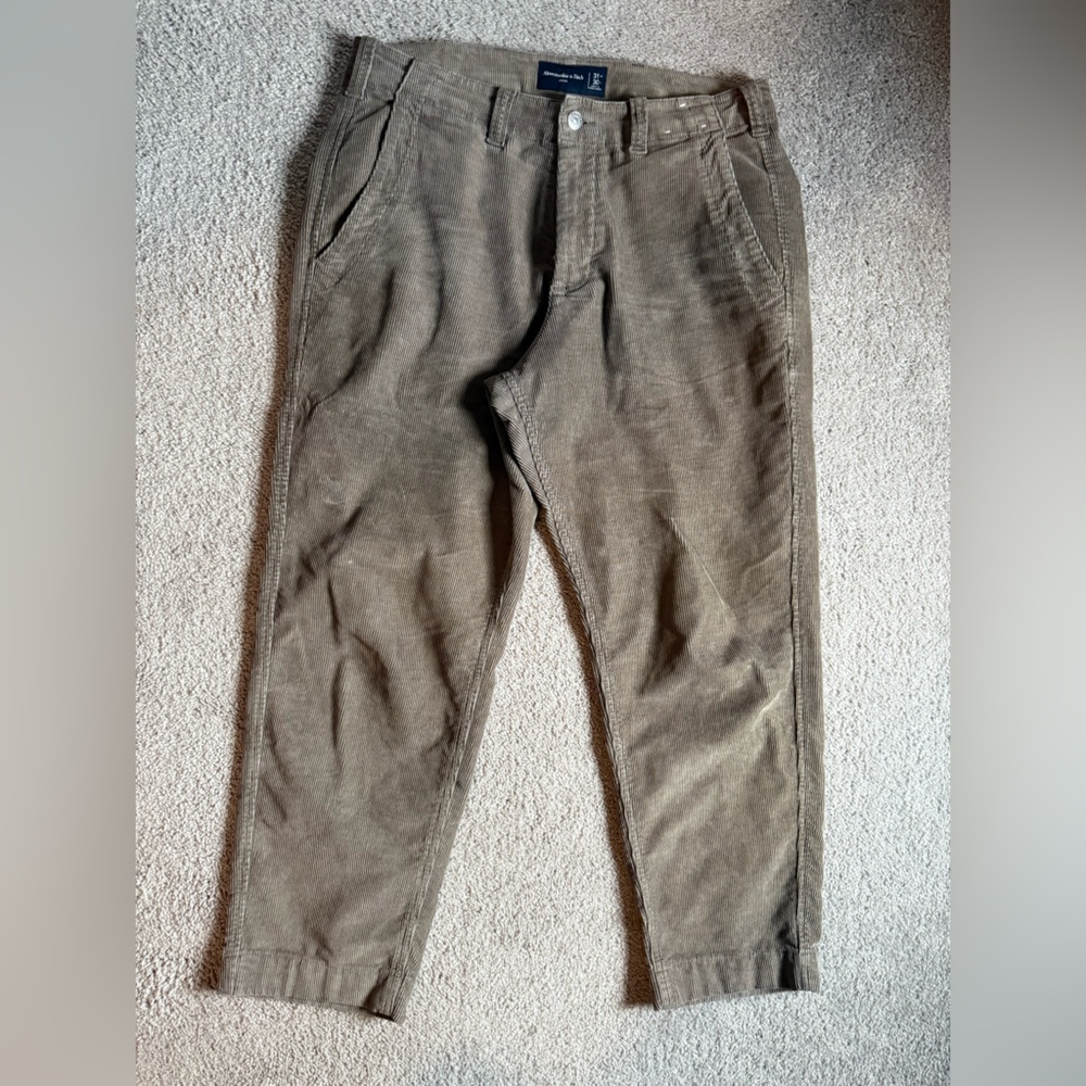 Abercrombie & Fitch Brown Relaxed Fit Corduroy Trousers